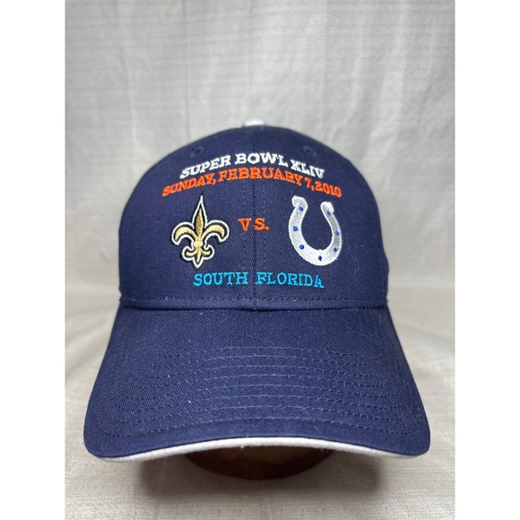 NWOT Reebok Super Bowl XLIV Saints vs Colts Hat Cap Stadium Exclusive - Picture 1 of 6